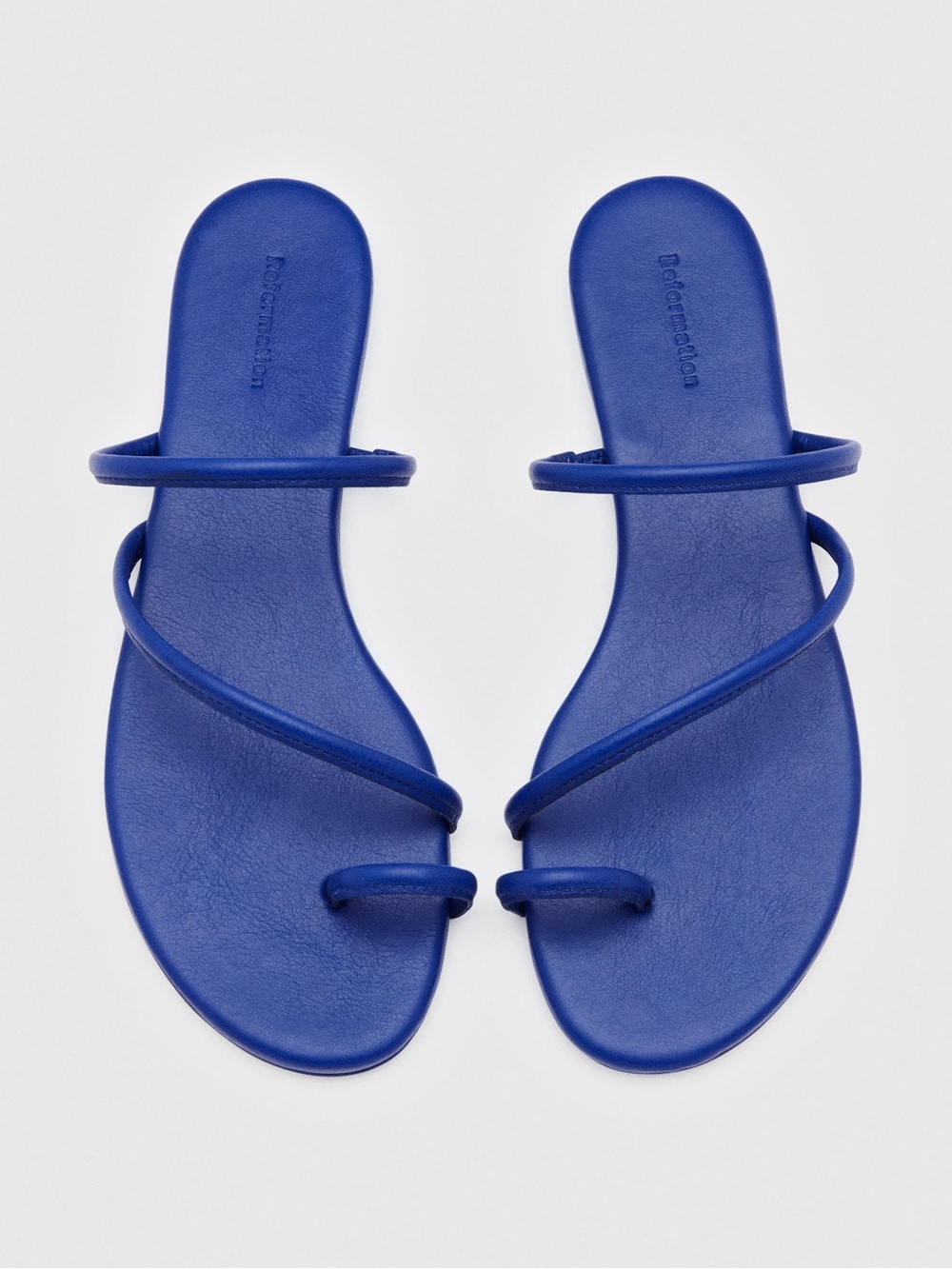 Reformation Ludo Toe Ring Strappy Flat Sandals - Cobalt Blue Size 6 - Picture 7 of 8
